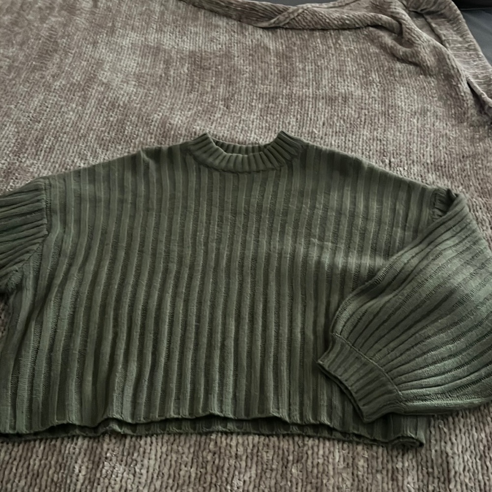 cowl neck green sweater